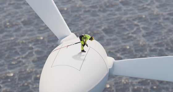 Engineer standing on offshore wind turbine