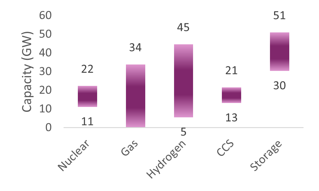 bar graph capacity ranges for firm generation technologies