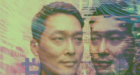 A man's head and its reflection with cryptocurrency icons overlay