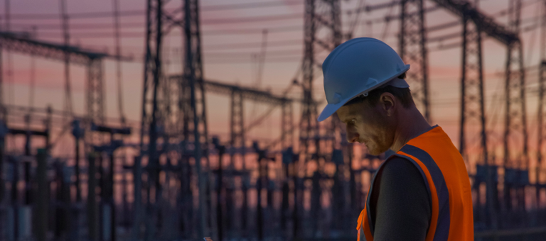 Engineer inspecting an electrical installation