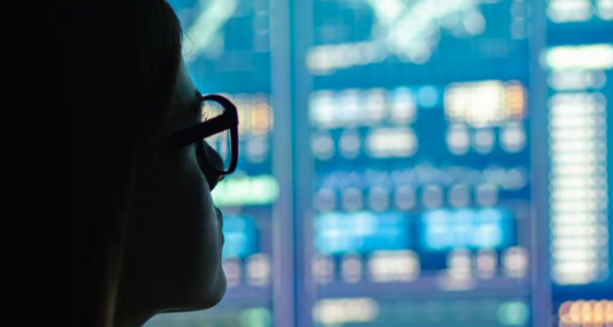 Woman looking at a screen