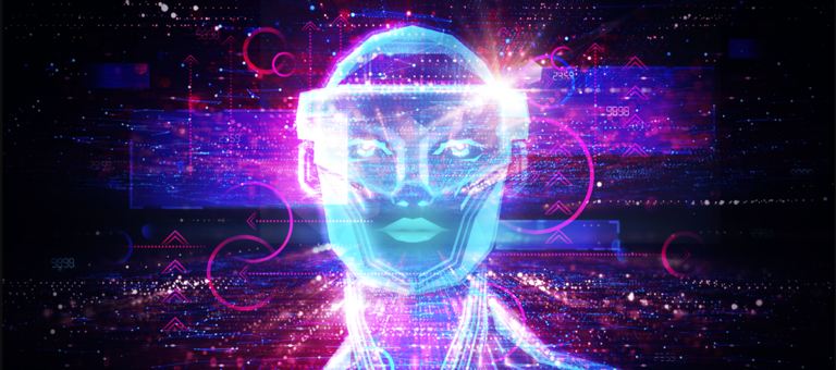 A graphical image of a futuristic human