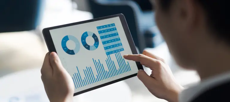 Graphs and data on a tablet