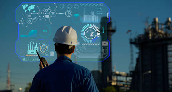Engineer looking at data