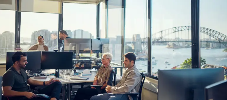 Colleagues working together in an Australian office