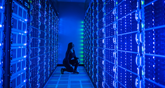 Woman in a data centre