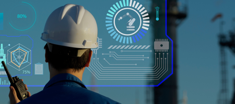 Engineer looking at data