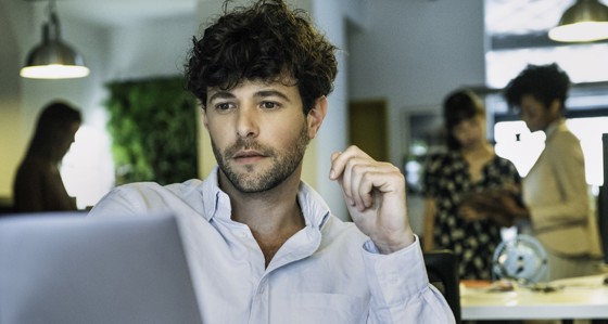 Worker using a laptop