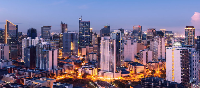 Ariel view of Manila skyscrapers