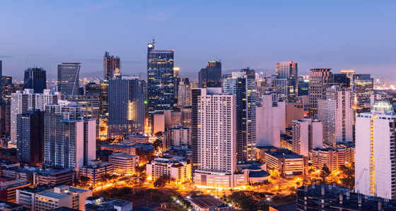 An aerial view of the skyscrapers of Manila