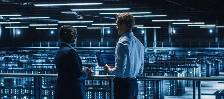 Workers in a data centre