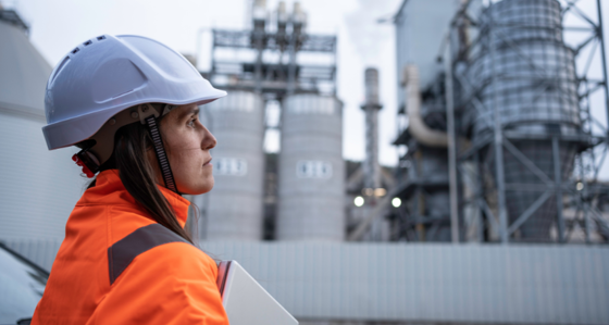Woman at a gas facility