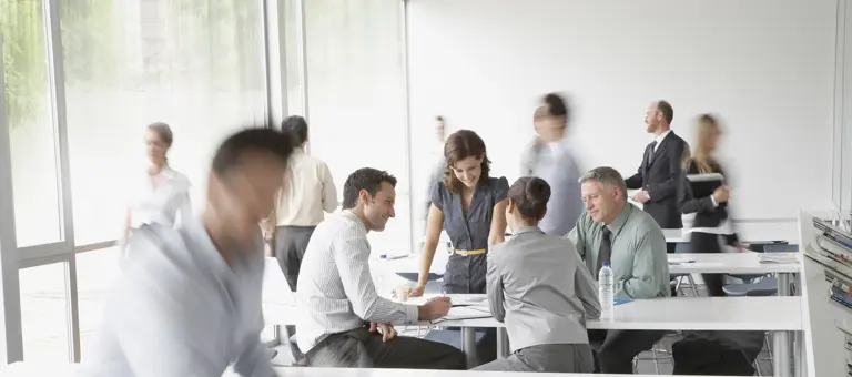 A group of work colleagues in an informal meeting