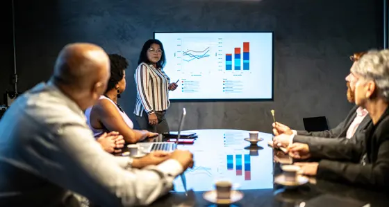 Businesswoman doing a presentation in a meeting at the office