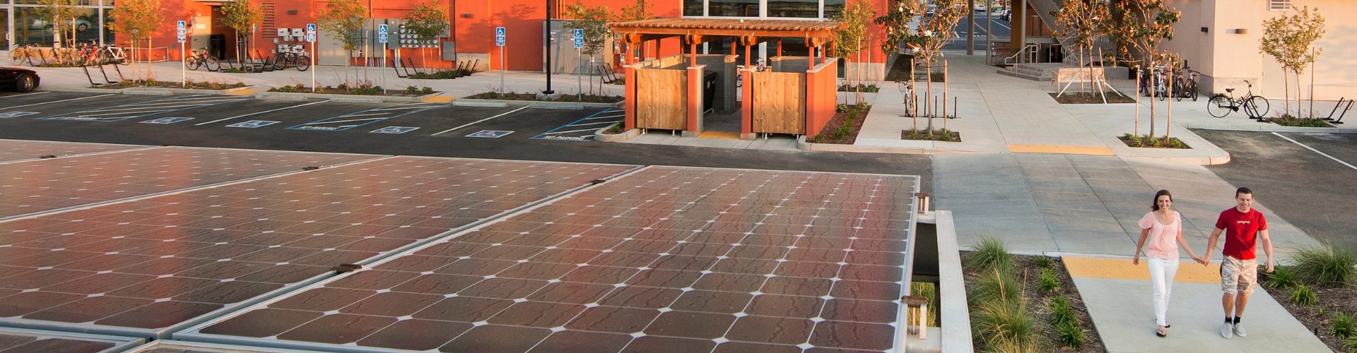 Solar panel on a city building