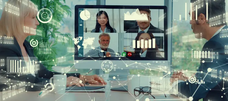 Two people attending a video conference