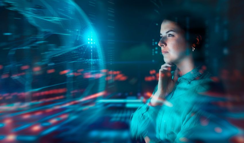 Lady looking at a screen