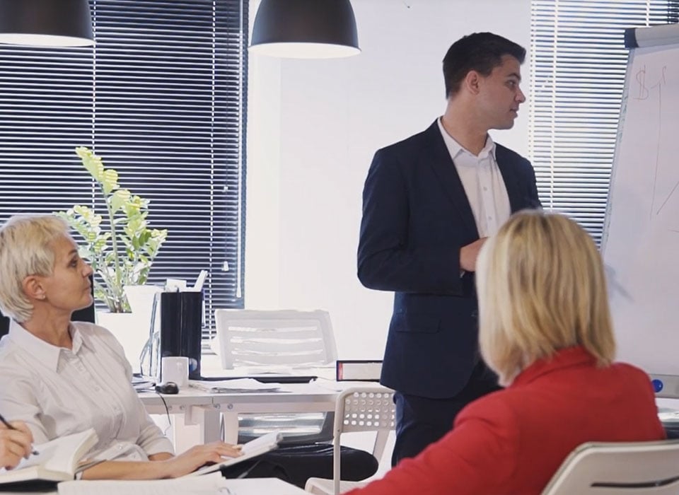 People attending a business presentation