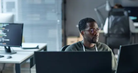 Man working at laptop