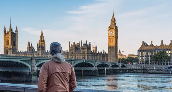 Man looking towards Westminster