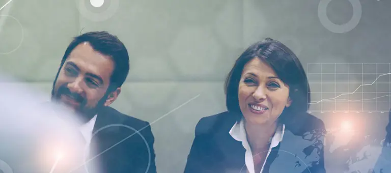 Group of senior management people in a presentation
