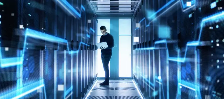 Man stood in a data centre