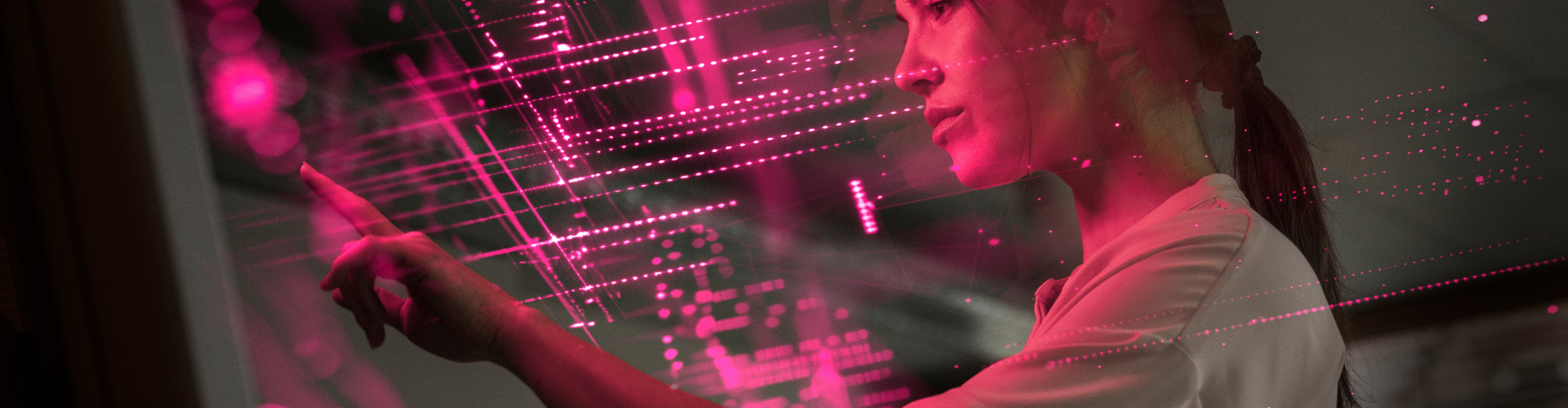 Woman touching a screen