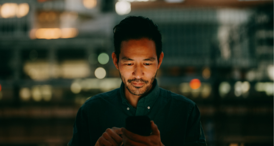 Man using smartphone