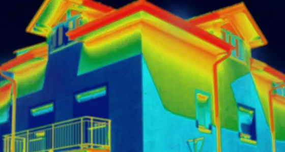 A infrared heat map of a house