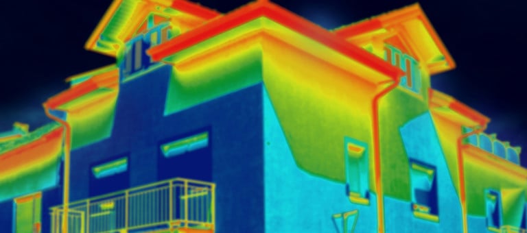 A infrared heat map of a house