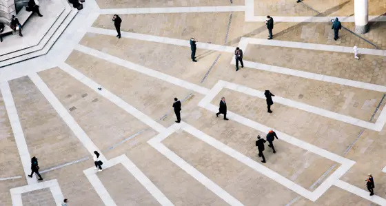 People in a busy city
