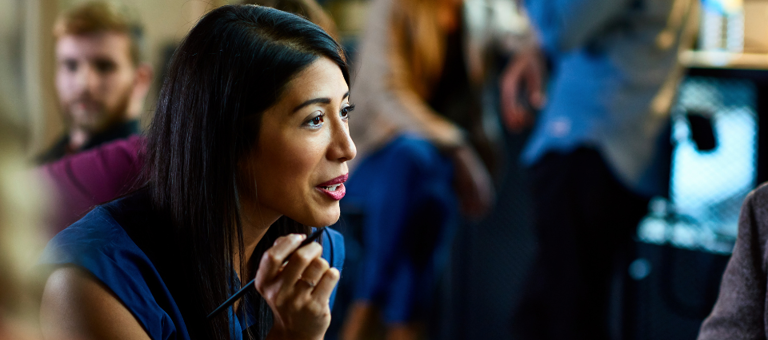 Woman leading meeting