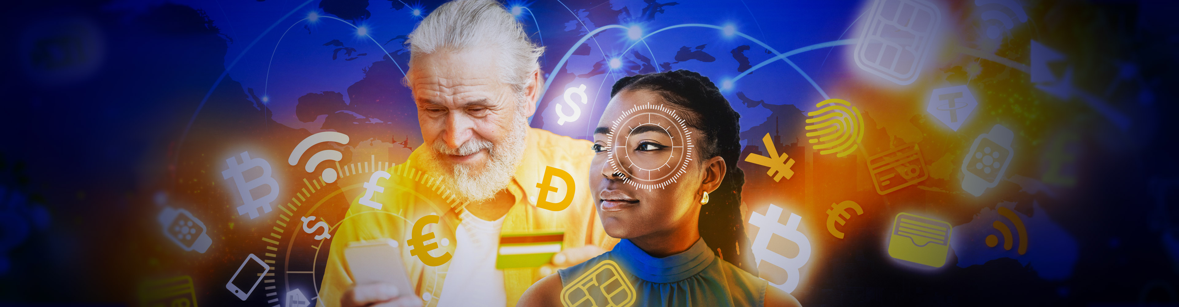 Elderly man and young woman