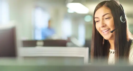 Woman working in a call centre