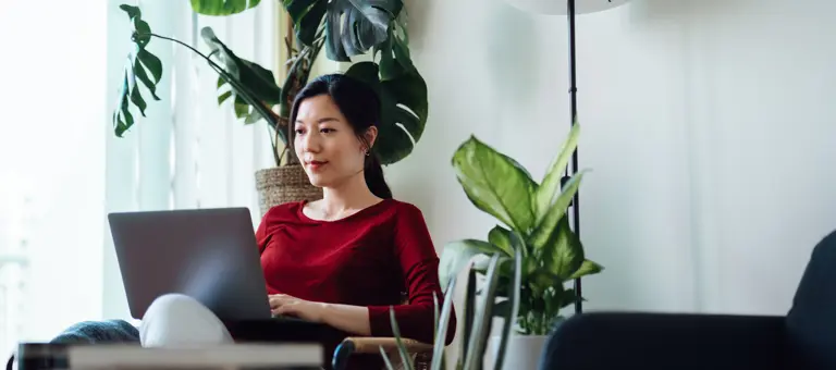 Woman working on a laptop