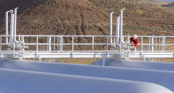 Engineer working on a gas installation