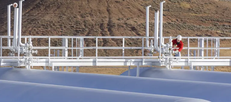 Engineer working on a gas installation