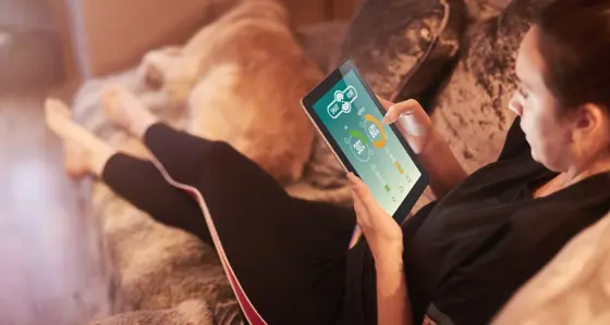 Woman looking at a tablet