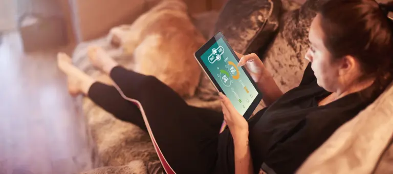Woman looking at a tablet