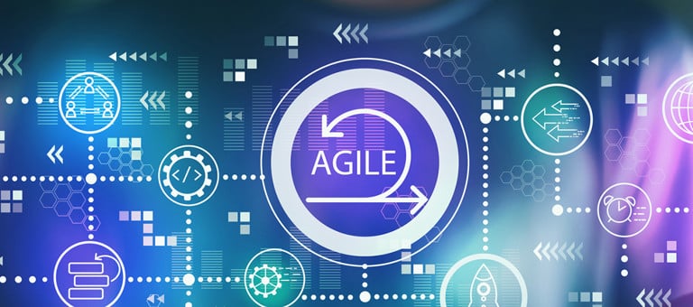 Symbols in circles with the word agile 