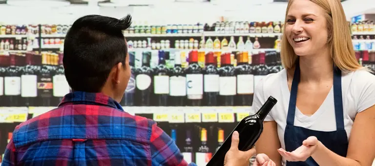 Two people in a supermarket
