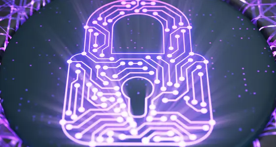 A padlock made out of neon lights