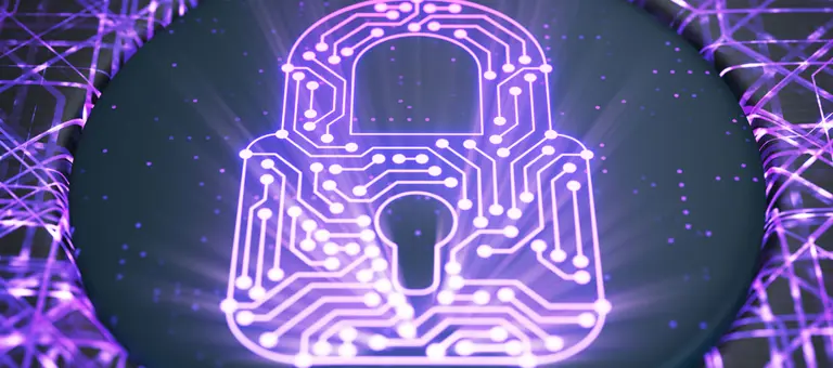 A padlock made out of neon lights