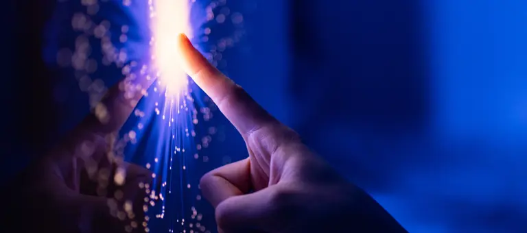 Hand touching a screen