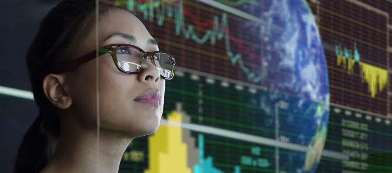 Woman analysing data