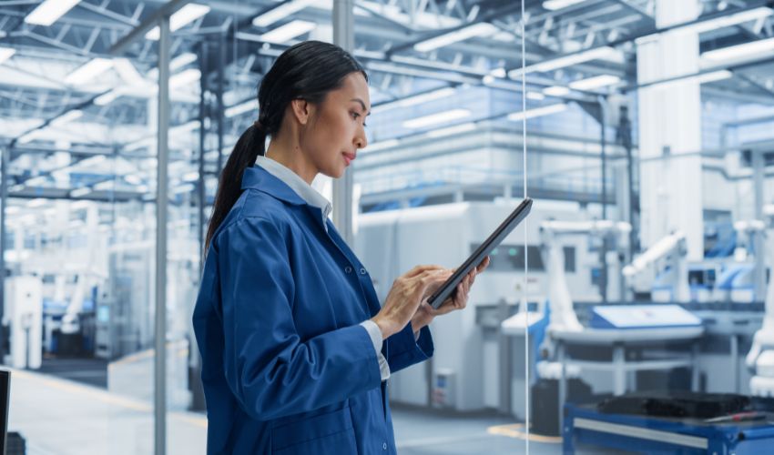 Woman looking at a tablet