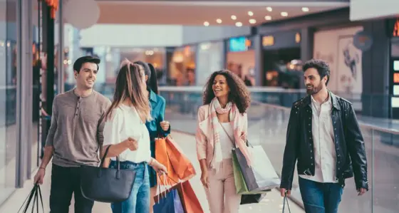 Group of young adults shopping