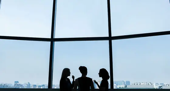 Group of women having a conversation in an office