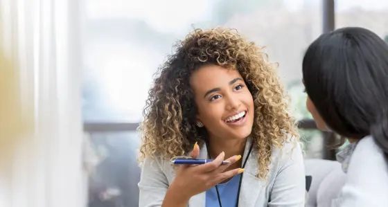 A therapist and her patient having a conversation