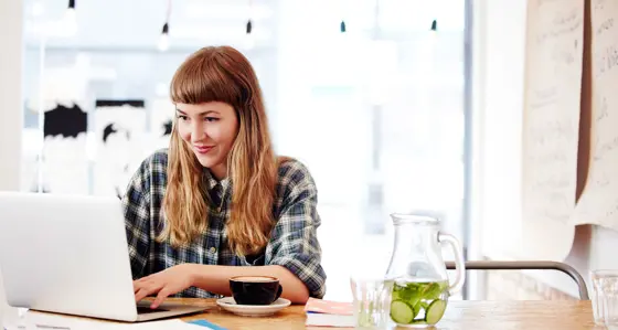 Young woman working at a desk